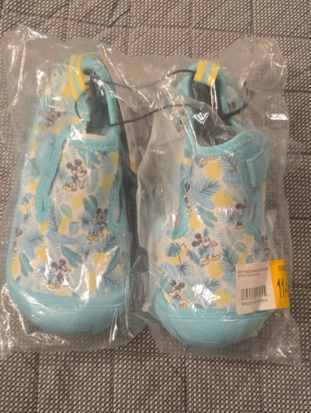 Disney Aqua Blue and Yellow Mickey Mouse Kids Water Shoes
